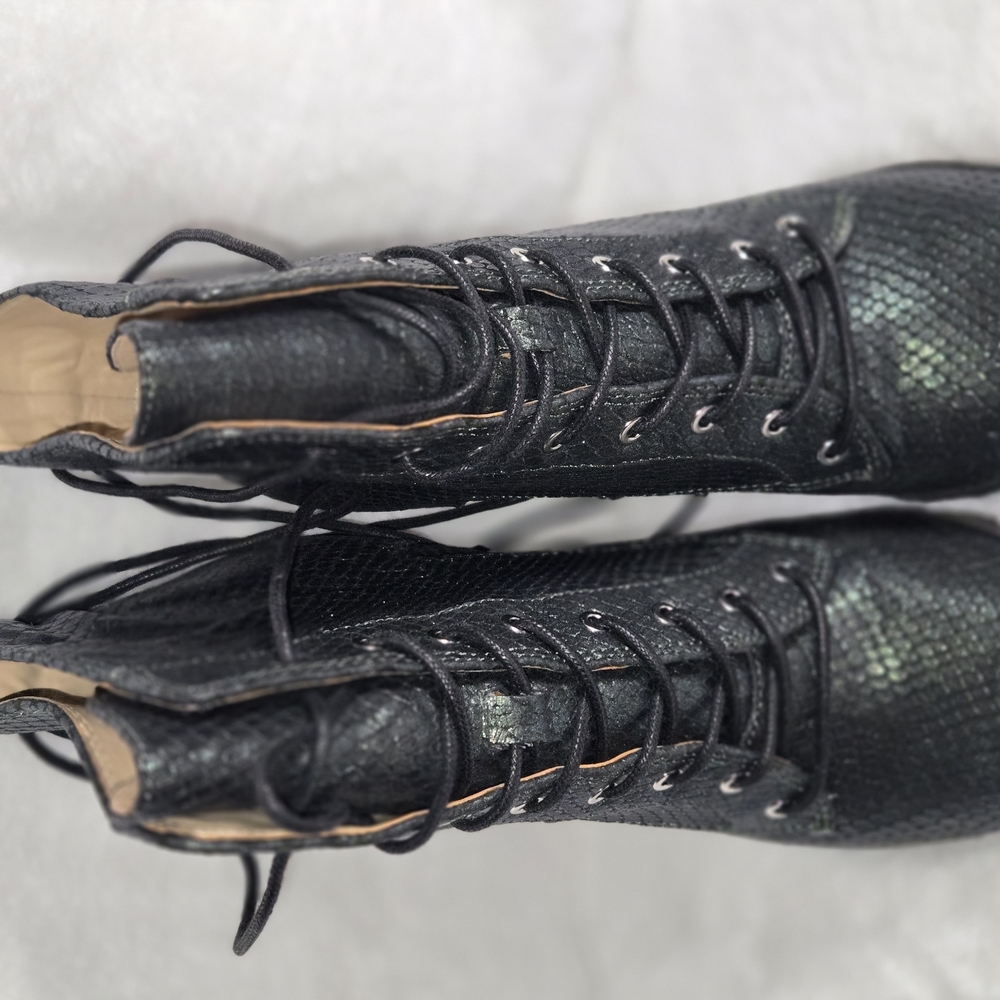 Katy Perry Collections Black Platform Boots with Textured Leather